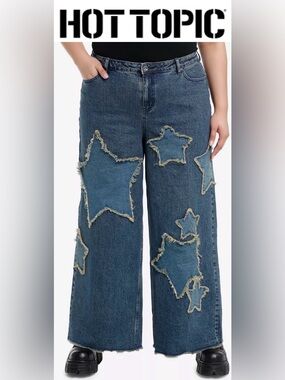 🌺Hot Topic * JUNKO Style* Star Patch Wide-Leg Jeans - JUNIORS SIZE 3